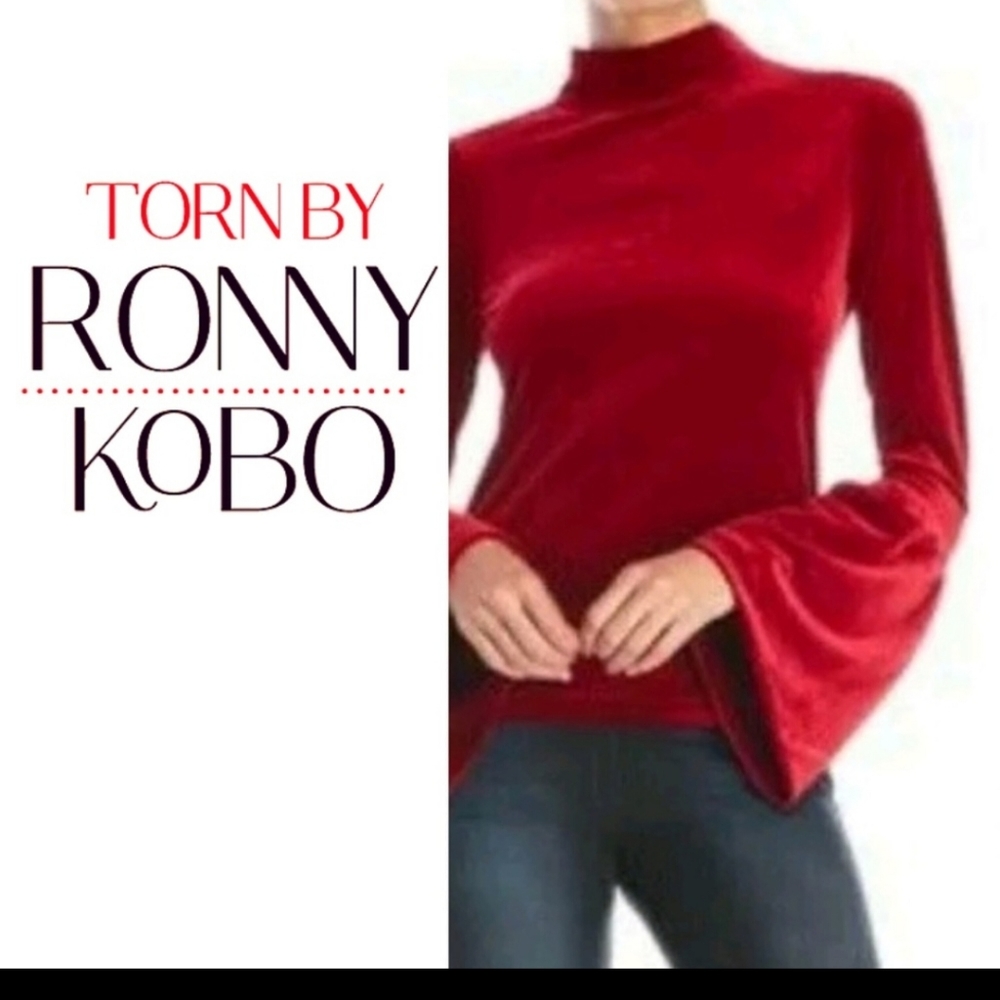 Torn by Ronny Kobo Red Velvet Top